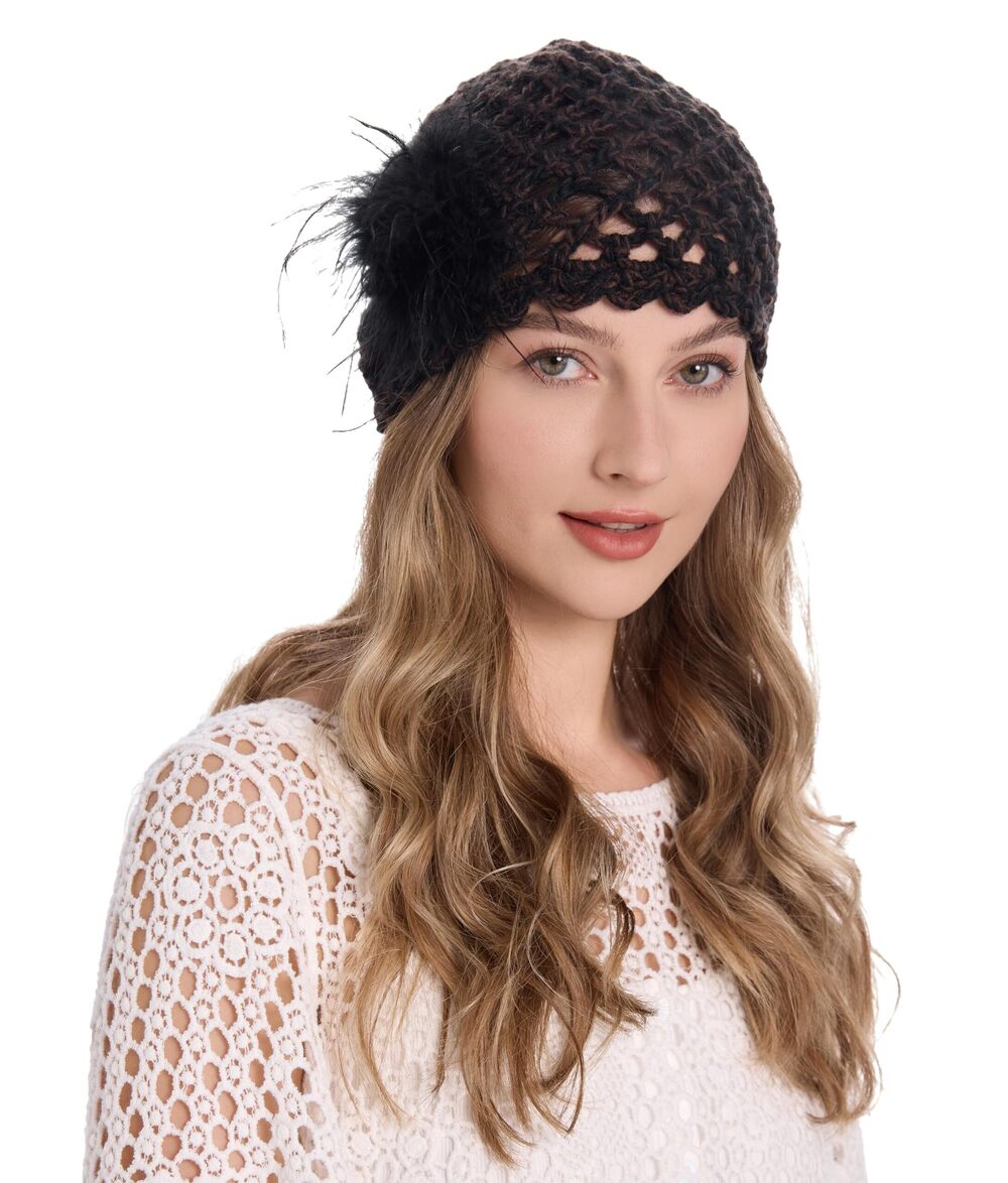 7181 Crochet Beanie Hat Summer Handmade Knit Decorated Lightweight Skull